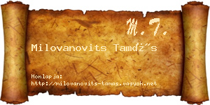 Milovanovits Tamás névjegykártya